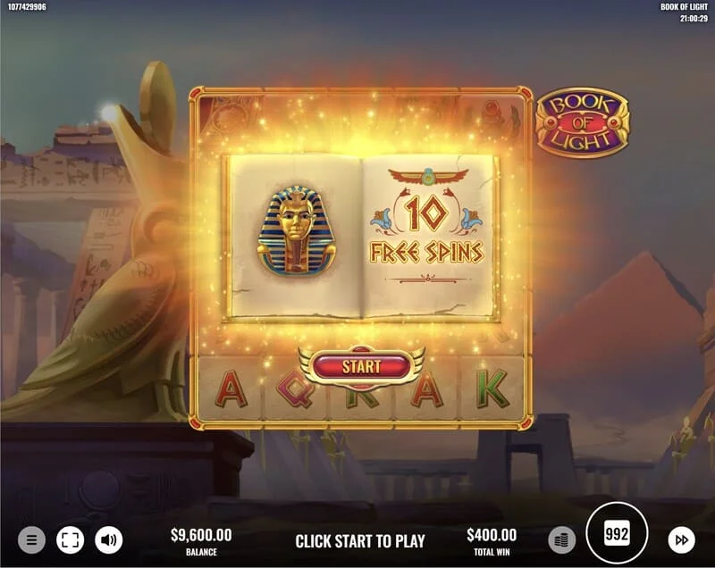 Book of Lights - Free Spins tetiklenmesi ve genişleyen sembol
